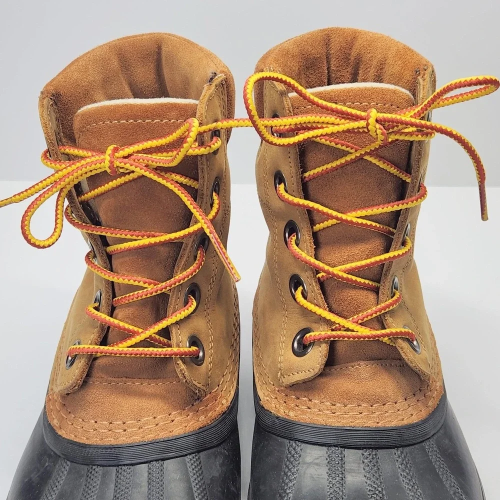 Sorel Boots Kids Size 3 Brown Leather Waterproof Duck Snow Winter Lace Up Ankle